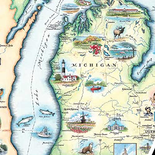 Michigan Map Cardboard Jigsaw Puzzle - 1000 Pieces, Hand-Illustrated - Educational, Family Activity, Ages 7+, Includes Poster - 25.4 X 19.8 #TOP2