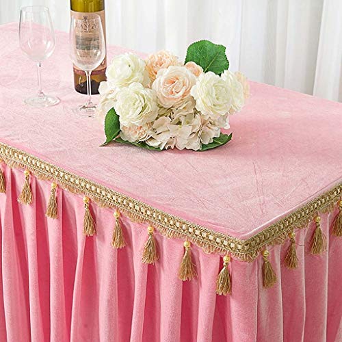 SKkyer rechthoekige tafelkleed goud kwast effen kleur tafelkleed wasbaar gemakkelijk te reinigen tafelrok voor grote… - Image 3