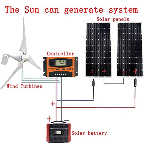 LiRongPing 24V 400W Wind and Solar Power System Kit: 1X400W Wind Generator + 2X100W Monocrystalline Silicon Solar Panel + 10A Hybrid Turbine Charging Controller + Solar Cell.