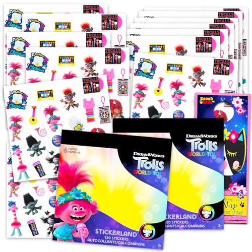 TROLLS Stickers Party Favors - Bundle of 12 Sheets 240+ Stickers