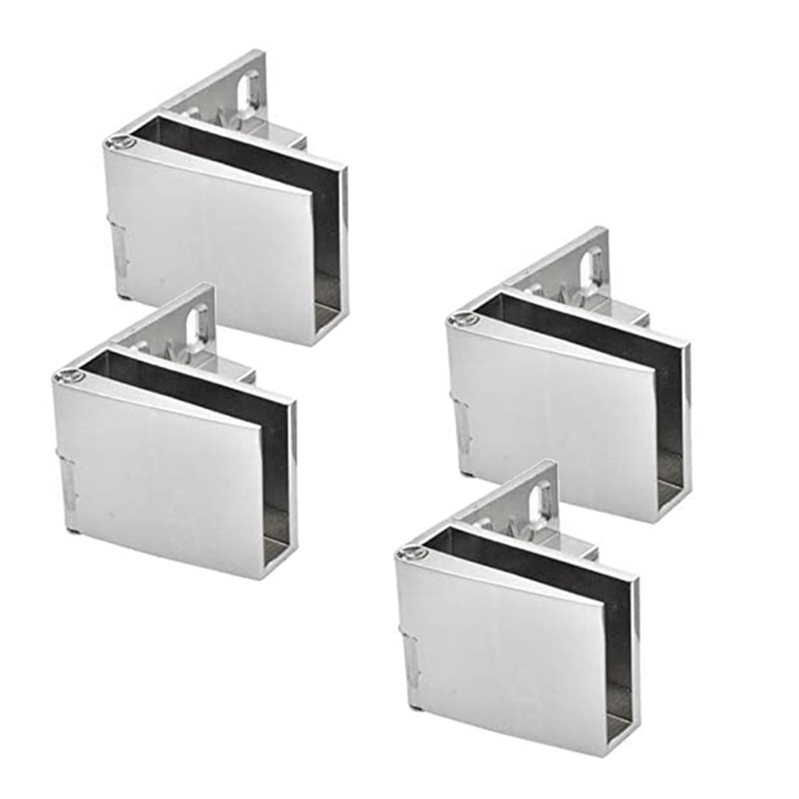 4 Pieces Glass Door Silver Hinges, Door Hinges, Wine Cabinet Hinges, Embedded Side Mounting, Brushed Nickel