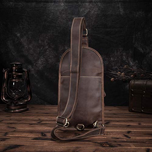 Le'aokuu Men Outdoor Casual Travel Cycling Tea Crossbody Chest Sling Bag Rig One Shoulder Strap Bag Backpack Men Leather4