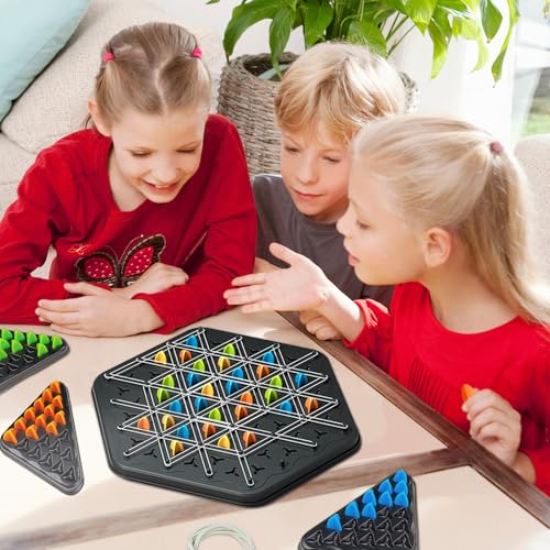 Triggler Juego De Mesa Gomas Español,Juego Trigger,Juego de Ajedrez Triángulo en Cadena, Ajedrez Triangular con Bandas Elásticas,Juegos de Cadena Estrategia,para Fiestas Familiares - imagen 4