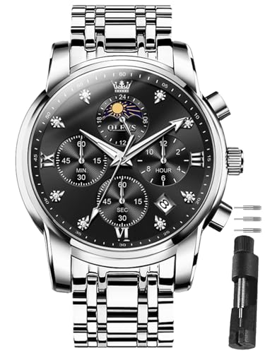 Image of OLEVS Watches for Men Dress Chronograph Luxury Stainless Steel Big Face