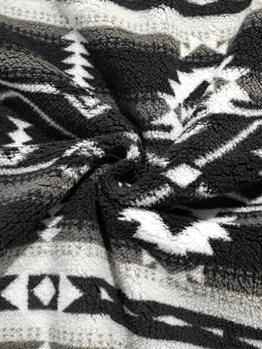 Image of ZAFUL Men 1 /4 Zipper Ethnic Aztec Fleece Unisex Winter Sweatshirt Tops 2026 | Funnel Neck Fluffy Polar Fleece Faux Sherpa Soft Thermal Pullover Kangaroo Pocket Jacket Hoodie Tops