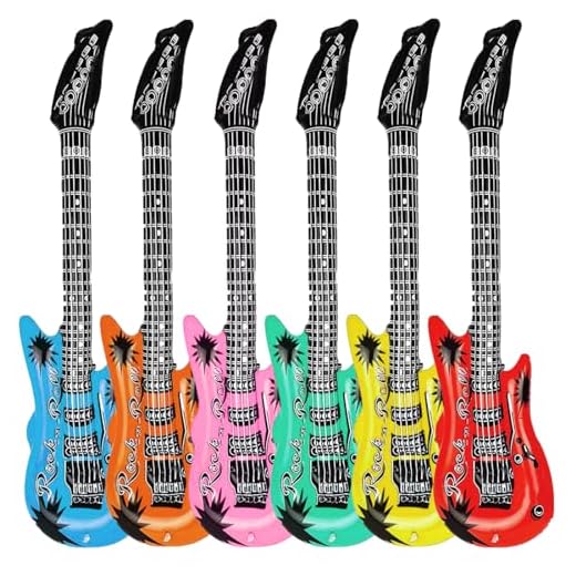 Aufblasbares Guitarra Hinchable, Guitarra Inflables 53cm en 6 Colores, 6 Piezas Inflables Rock Star Toy Set, para Fiestas Temática Festival Juego de Roles Cosplay