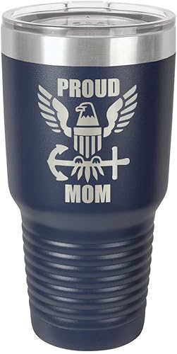 PROUD NAVY MOM NAVY 30 oz vaso de bebida con pajita  Taza de viaje grabada con láser con citas divertidas  Comparar con Yeti Rambler  Idea de regalo