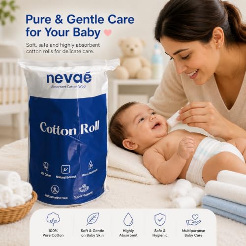 Image of Nevae 100% Pure Cotton Roll 1KG | Absorbent Cotton Wool | Soft, Hygienic & Chlorine Free | For Medical, Baby Care, Makeup & Household Use | Rakhi set for brother