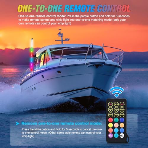 Image of Nilight Boat Navigation Light 4FT Spiral LED Whip Lights