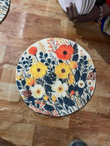 Image of Cotton Printed Round Table Mat (38x38 cm) - Pack of 1 (Single PCS) (Multi 3)