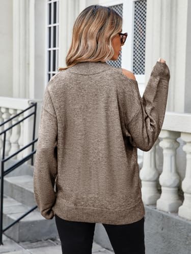 MARZXIN Womens Casual Fall Long Sleeve Turtleneck Sweater Off The Shoulder Ribbed Edge Pullover Tops2