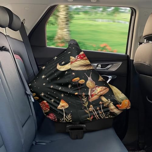 Image of Youngerbaby Black Mushroom Nursing Cover Carseat Canopy Car Seat Covers for Babies Mom Breastfeeding Scarf Infant Multi Use Cover for Baby Stroller Shopping Cart Feeding High Chair