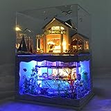 DIY Miniature Dollhouse Kit,UniHobby DIY Dollhouse kit Tiny House Wooden Toy Gift with Furniture Dust Proof LED Lights for Adults