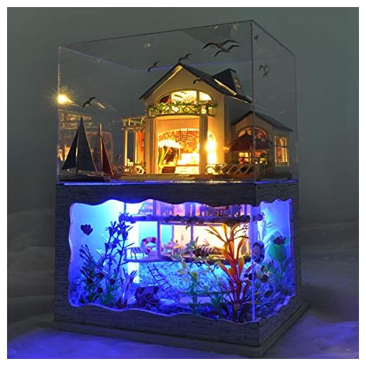DIY Miniature Dollhouse Kit,UniHobby DIY Dollhouse kit Tiny House Wooden Toy Gift with Furniture Dust Proof LED Lights for Adults