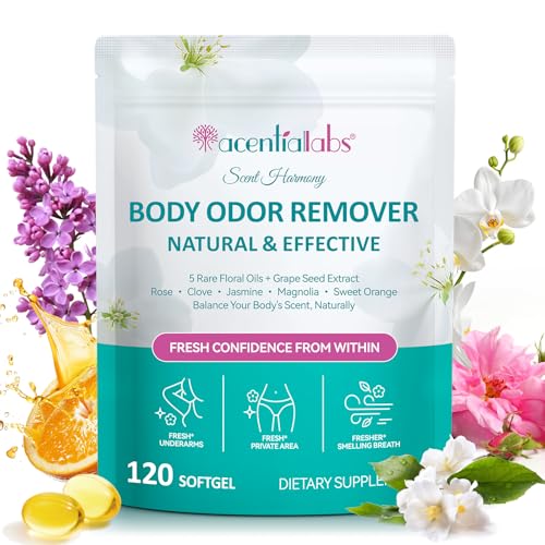 Moulis Body Deodorizing Supplement Odor Capsules for Women and Men Supports Menopause Body Odor Control Fresh Breath Supports Immunity and Digestion Non-GMO Softgels 120 Count.