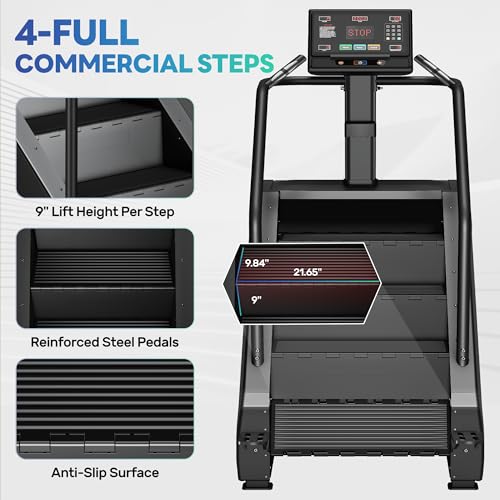 Image of T1 Stair Stepper Machine, 550Lbs Commercial Grade Stair Climber for Home with 15 Resistance Level and LED Screen, Stepmill Exercise Machine for Full Body Workouts, 24-164 Steps /Min