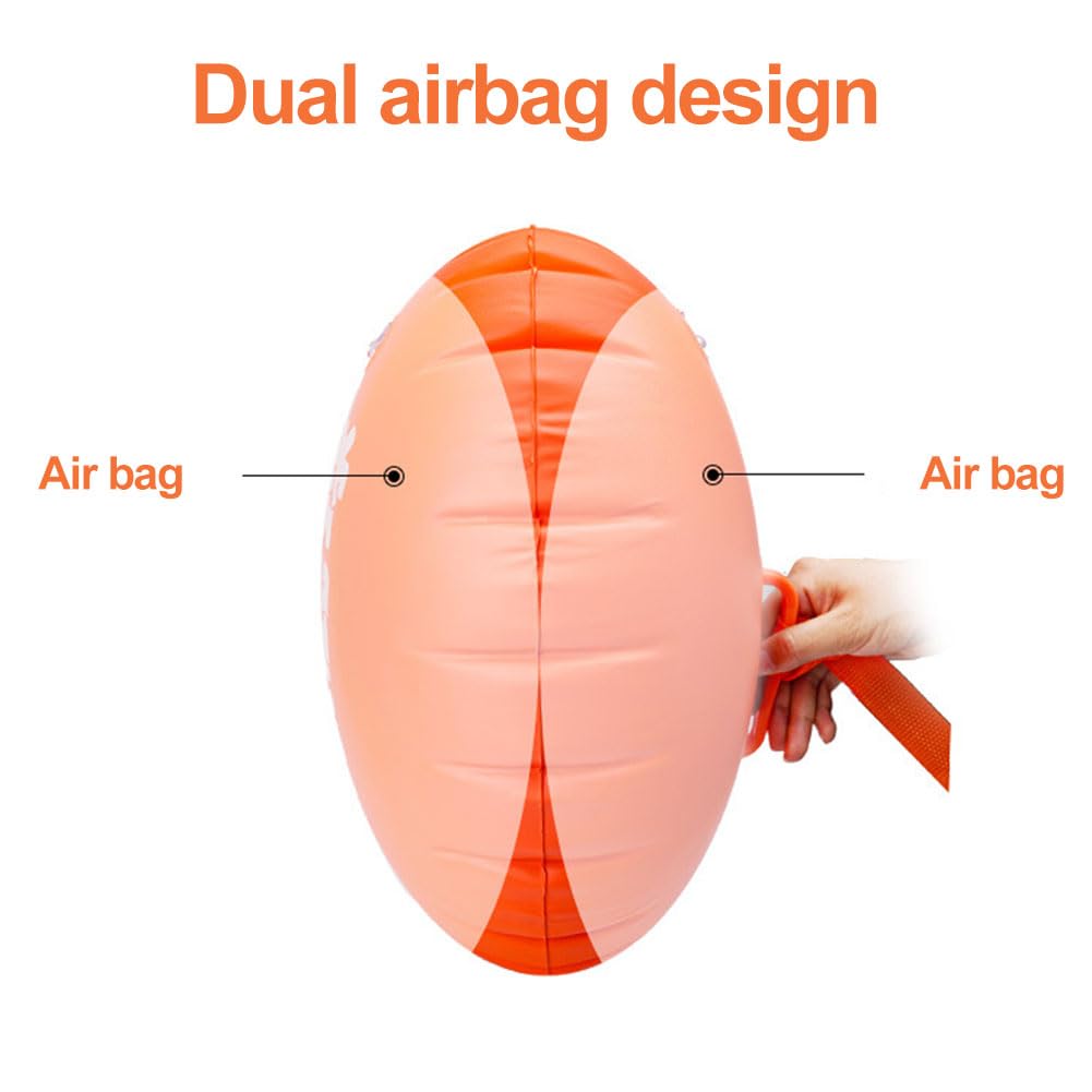 Schwimmboje, Swimming Buoy, Boje Schwimmen, Aufblasbare Trockentasche, Swim Boje, Geeignet für Schwimm-, Schnorchel- und Triathlon-Enthusiasten, Doppelairbags, Orange, 50 x 40cm