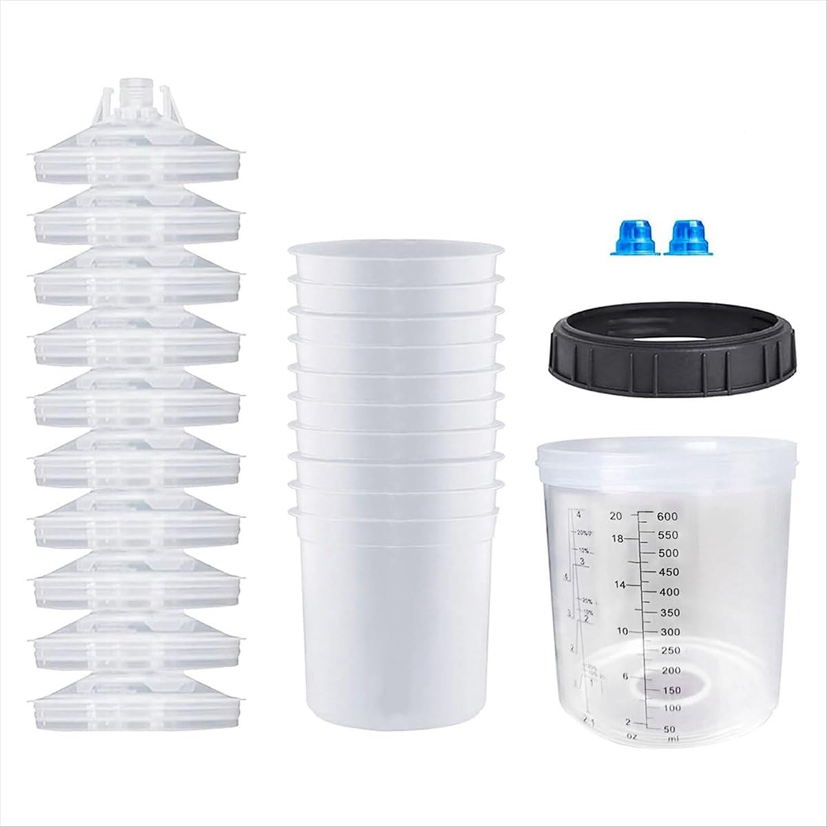 QLHbro Disposable Paint GunCup Liner and Cap System 20 Oz (600 Ml) Sprayer Mixing Cup for HVLP