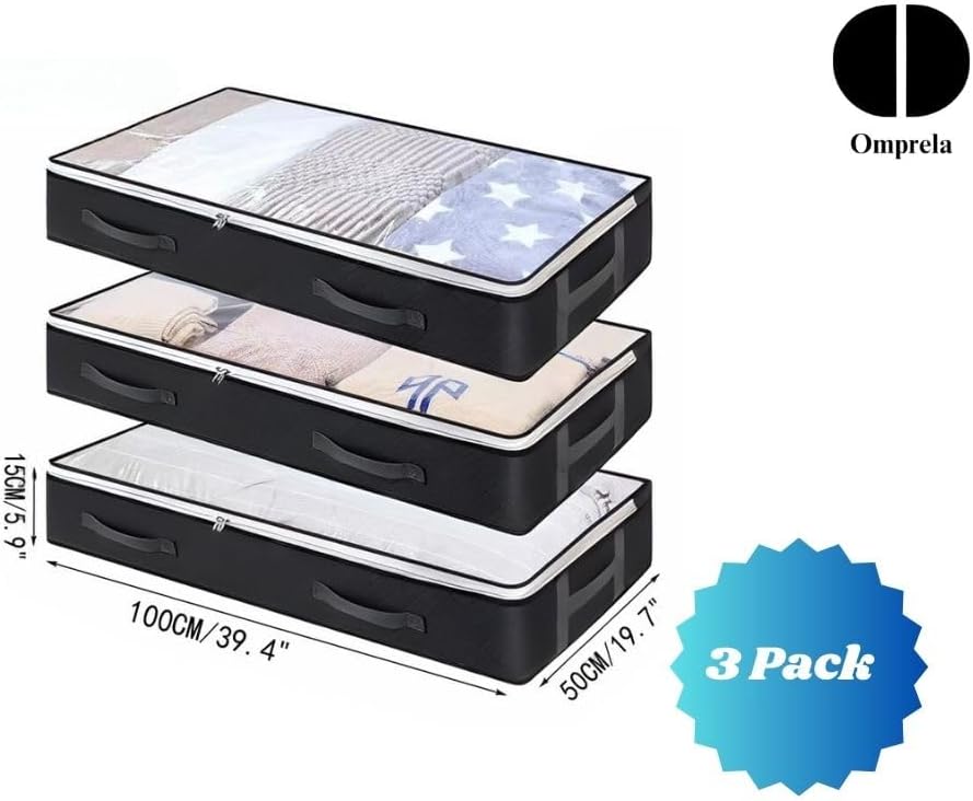 Miniatura 3 de Omprela - Juego de almacenamiento debajo de la cama de 90 litros contenedores de almacenamiento duraderos y organizador de armario para