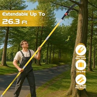 Segaccio Telescopico 8M per Potatura Alberi,Sega Telescopica per Potatura Professionale con Lama in Acciaio al Carbonio,Seghetto Potatura Regolabile per Tagliare Rami Alti, Palma,Giardinaggio
