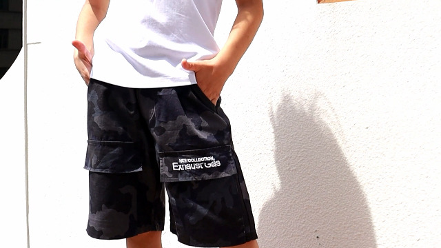 Short Cargo Garçon - Marque - Couleur Unie - Taille Moyenne Droite - Été Baggy Bleu fonce - Prêt-à-Porter