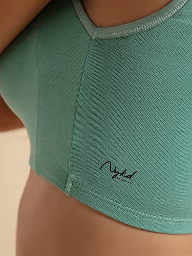 Image of NYKD NYB158 Non Wired & Full Coverage Square Neckline Slip On Bra for Women | Breathable Cotton Stretch Fabric with Disappearing Neckline & Visible Side Shaper Panel | Ideal for Everyday Wear