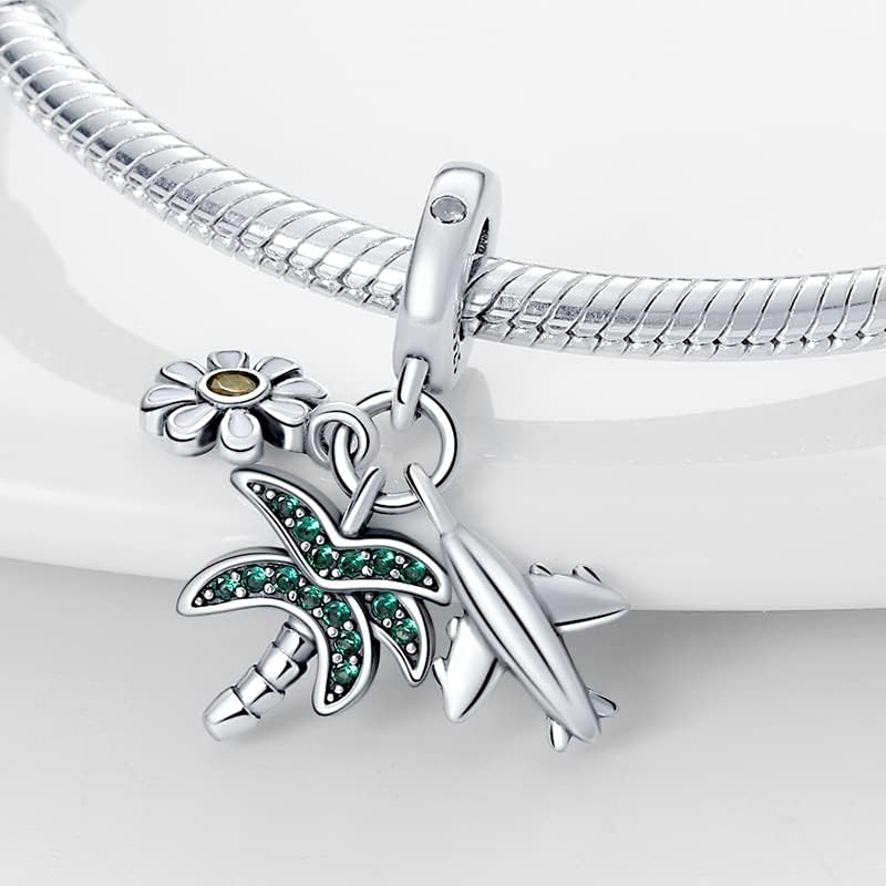 Miniatura 3 de Dijes de plata de ley 925 para pulseras y collares, colgantes de avión, pasaporte, globo, pantuflas, joyería de cuentas, regalo para mujeres