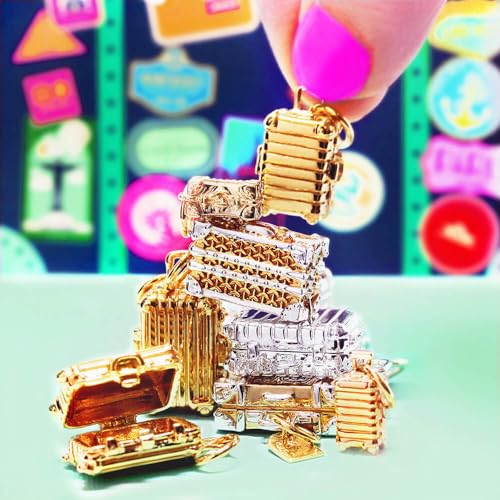 Two-tone Vintage Suitcase Travel Charm with Stickers4