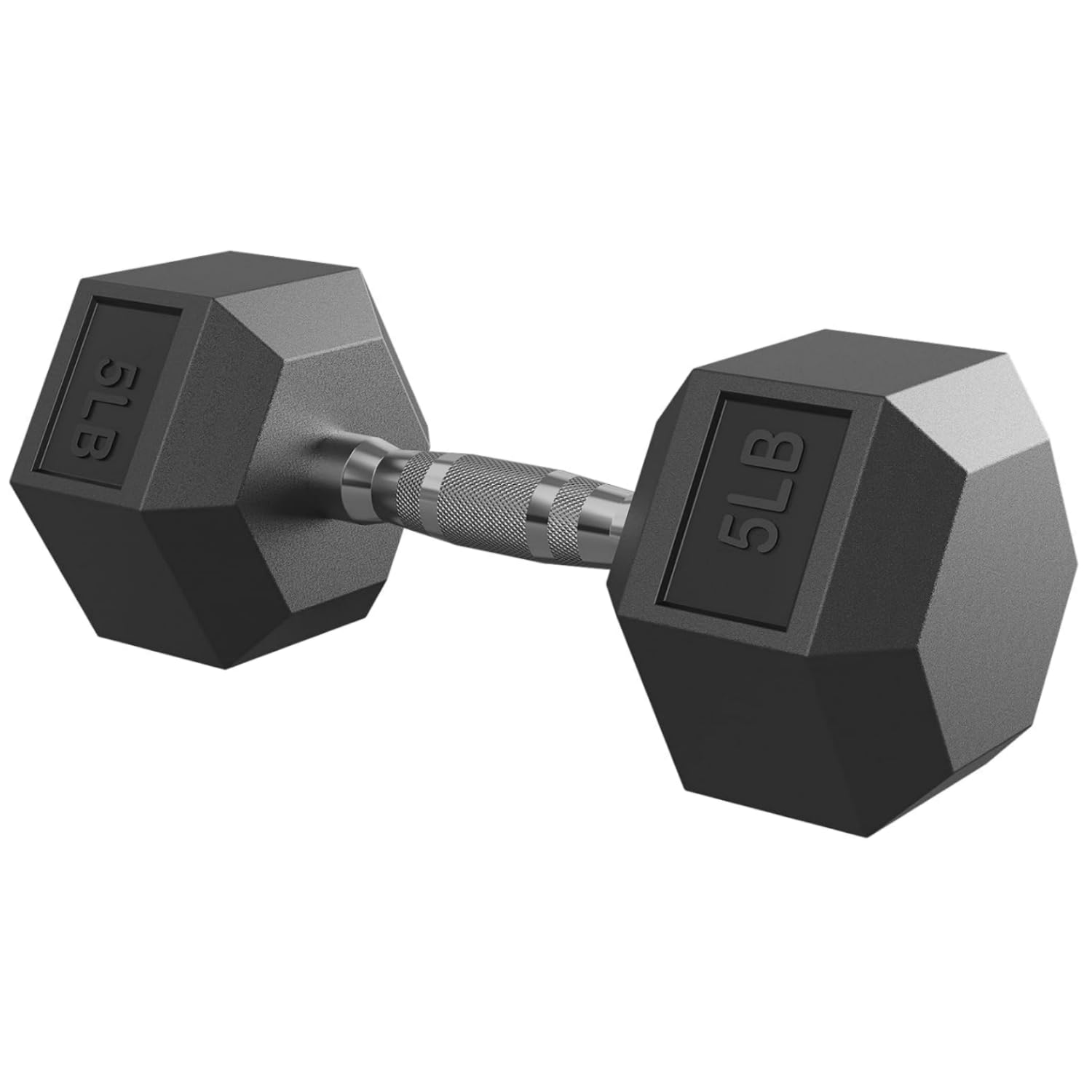 Hex Dumbbell Rubber Encased Exercise Fitness Dumbbells Hand Weight For Strength Training 5 LB