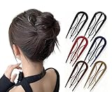 French Hair Pin Set for Women - 6Pcs Retro U-Shaped Hair Forks & Clips with Internal Teeth for Thin Hair, Secure Invisible Hold for Buns, Twists & Updos (Tortoise Shell)