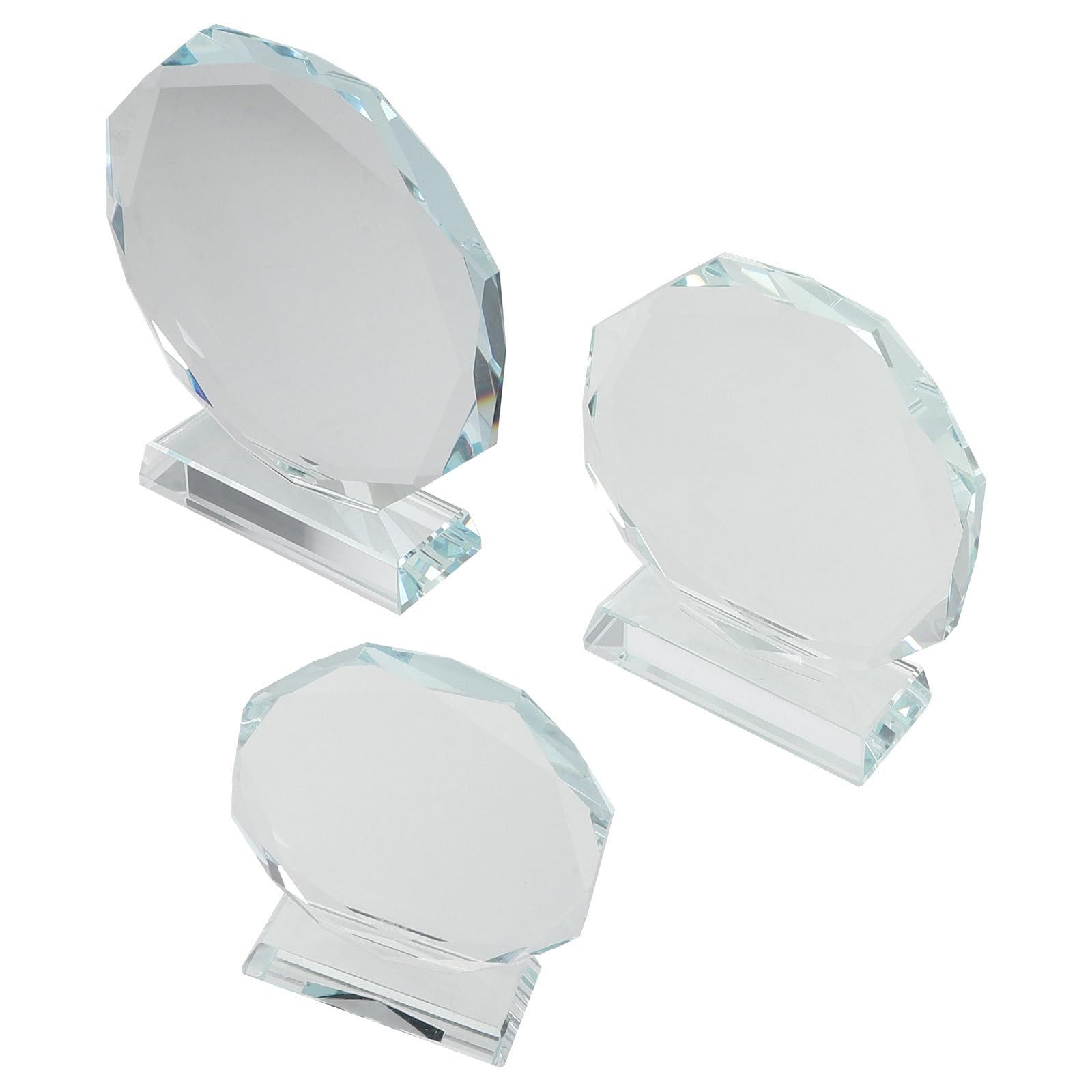 3 Piezas Trofeo de Cristal Octogonal para Competición Deportiva Diseño Pulido y Función de Reconocimiento y Recuerdo para Ceremonias