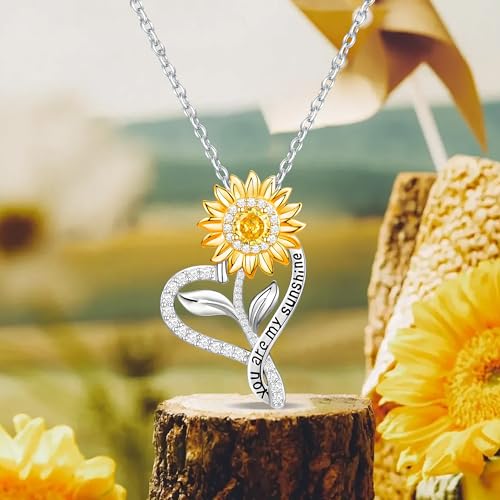 Sunflower Necklaces for Women Anniversary Birthday Gifts for Women Wife Gifts for Her You Are My Sunshine Necklace for Women Her Wedding Christmas Mother2