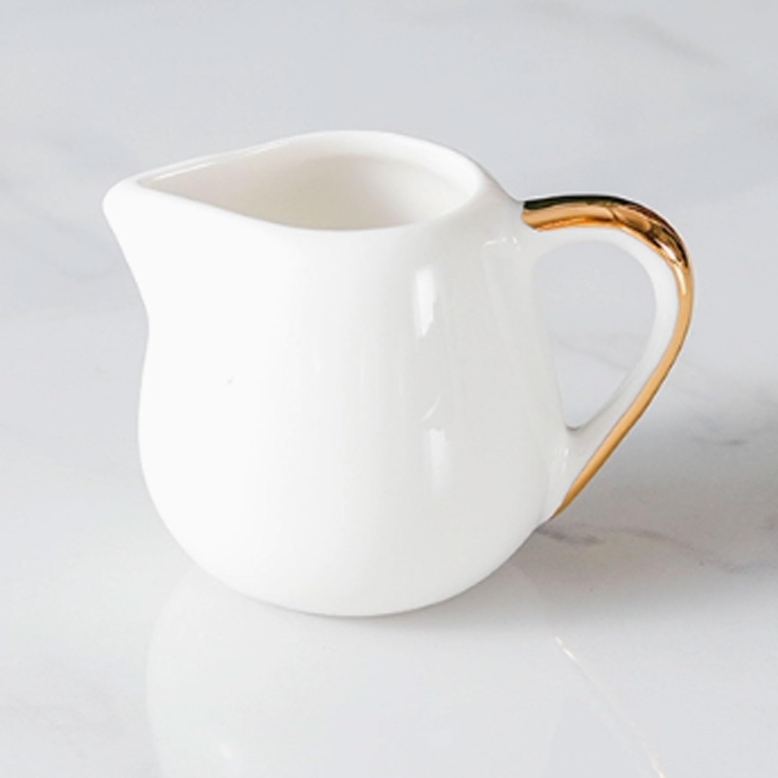 MRKU Pot à Lait, saucière, Tasse à Eau, pichet, Distributeur de crème et de café, sucrier, en céramique élégante avec liseré doré, idéal pour Le Miel, Design Artisanal.