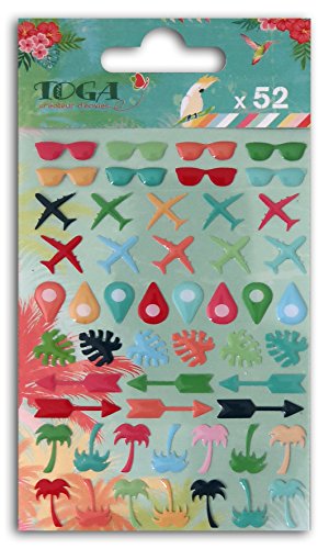 Toga Tropical Paradise AF81, Set of 52 Mini Stickers, Plastic, Multi-Colour, 7 x 11 x 0.3 cm, Multicolored, 7 x 11 x 0,3 cm - Image 2
