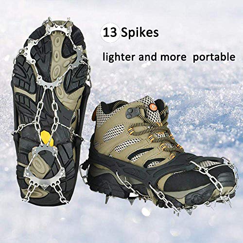 Uelfbaby Crampons 13 Spikes Ice Snow Grips Traction Cleats System Safe Protect for Walking, Jogging, or Hiking on Snow and Ice - Thumbnail 7