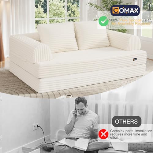 Image of COMAX Futon Sofa Bed, Convertible Sofa Bed, Folding Boneless Couches | Boneless Couch for living room, 4‑in‑1 Fold Out Small Foldable Loveseat Floor Sleeper Mattress Lounge Space‑Saving
