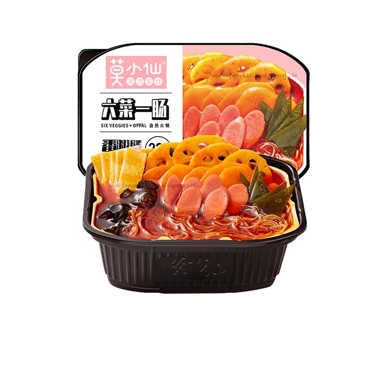 MXX Self Heating Hot Pot no Electric Hotpot Self Cooking Instant Ramen Noodle Soup Base Camping Party (Spicy Sausage 1box)