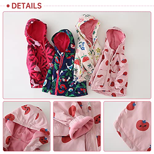 Image of Happy Cherry Kids Boys Girls Fleece Lined Windbreaker Jacket Fashion Prints Hoodie for Fall Winter