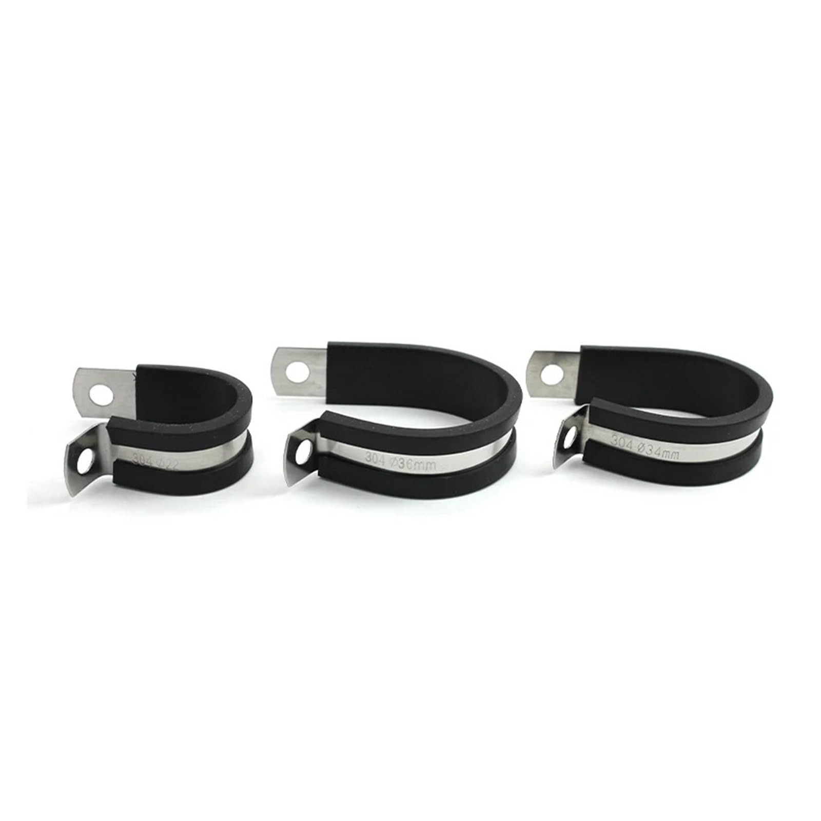 Opaski rurowe z gumową wyściółką, 50 szt. 6-30 mm 304 gumowe klipsy P ze stali nierdzewnej do mocowania kabla Zacisk rurowy węża(28MM)