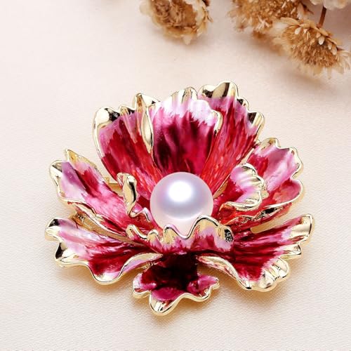 Image of Elegant Flower Brooch Pin for Women, Stylish Vinage Crystal Pearl Rhinestones Brooches Pins Dainty Lapel Pins for Dress Accessories Jewelry