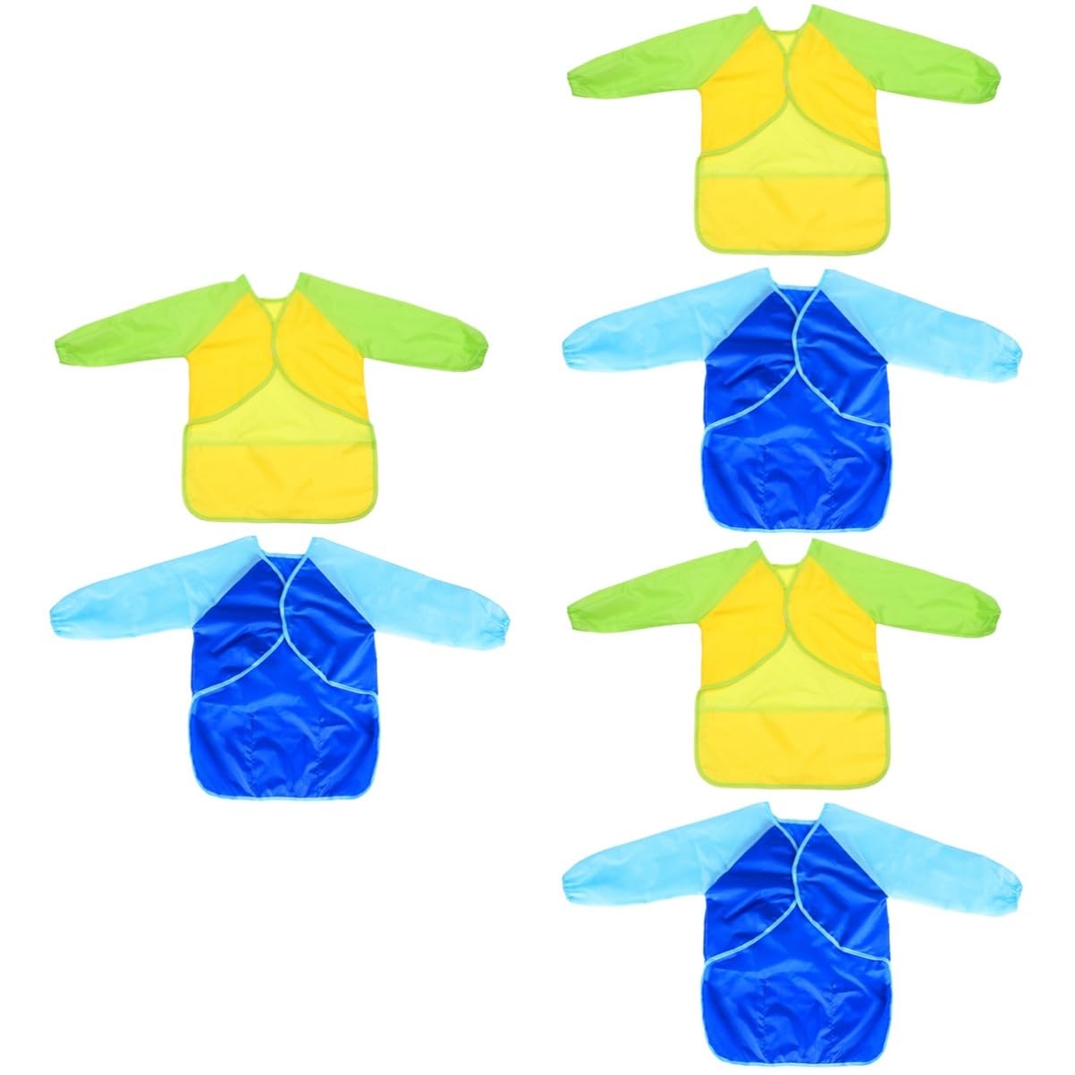 ibasenice 6pezzi Grembiuli Da Pittura Per Ragazzo Ragazza Pvc Maniche Lunghe Blu Giallo Grembiuli Per Cucina e Attività Creative Per Ragazzo Ragazza