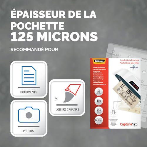 Pochettes A3 Fellowes 125 microns évitent les bourrages ImageLast - 3