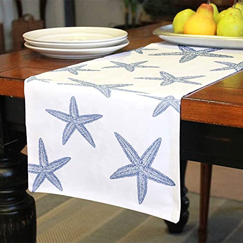 Beach Starfish Theme Runner Decorative, Nautical Navy Blue Table Runner Decorations for Dinning Room Kitchen Dresser Decor for Party Holiday, Housewarming Gifts for Women Couple New Home, 13X72 Inches - Image 4