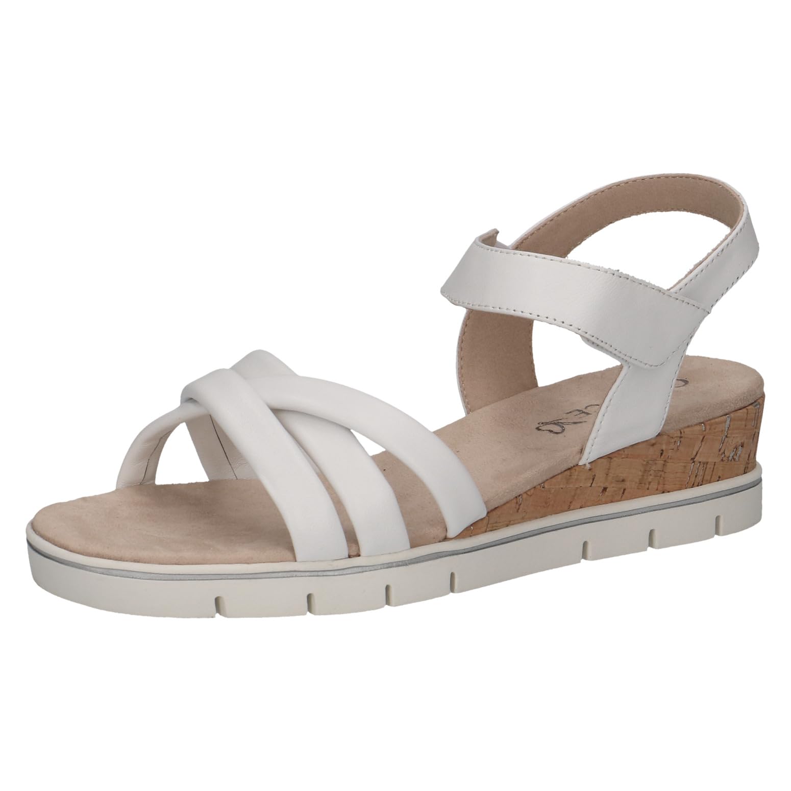 CAPRICE Women Sandals Heeled Leather with Footbed, White (White Nappa), 8 UK