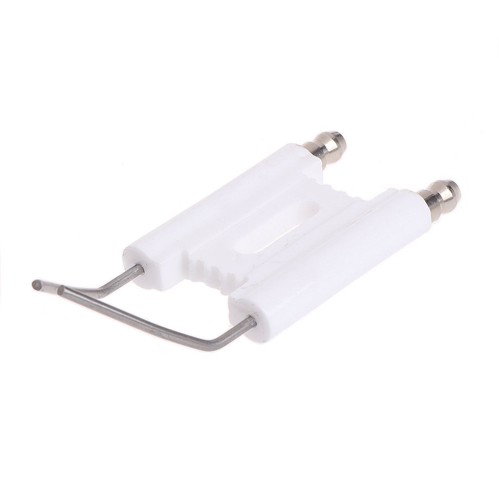 Electrodo de Encendido de Chispa de cerámica de Doble Varilla, máquina de combustión, Estufa de Gas y Combustible, electrodo de Encendido, Blanco + Plata