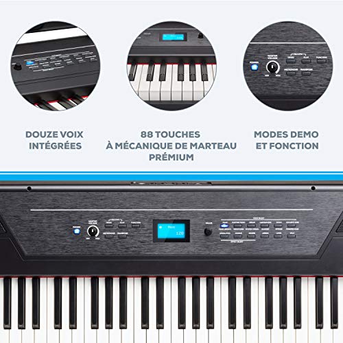 Alesis Recital Pro et SRP100 – Piano numérique 88 touches à mécanique de marteaux et lessons gratuites et casque audio pour claviers électroniques - Les Beatles, Paul McCartney, John Lennon, RIngo Starr, George Harrison Alesis Recital Pro et SRP100 - Piano numérique 88 touches à mécanique de marteaux et lessons gratuites et casque audio pour claviers électroniques – Image 3