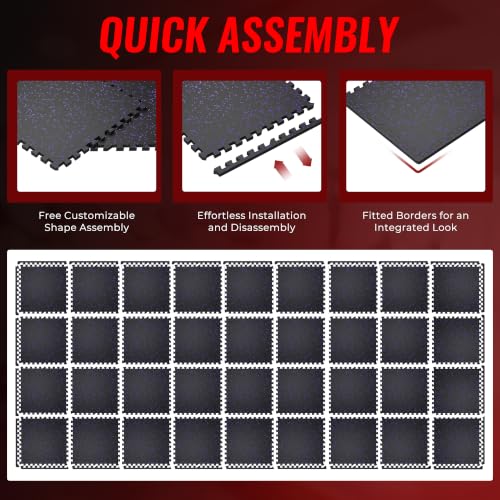 Image of SUPERJARE 0.79'' Extra-Thick 36 Pcs 144 Sq Ft Exercise Equipment Mats