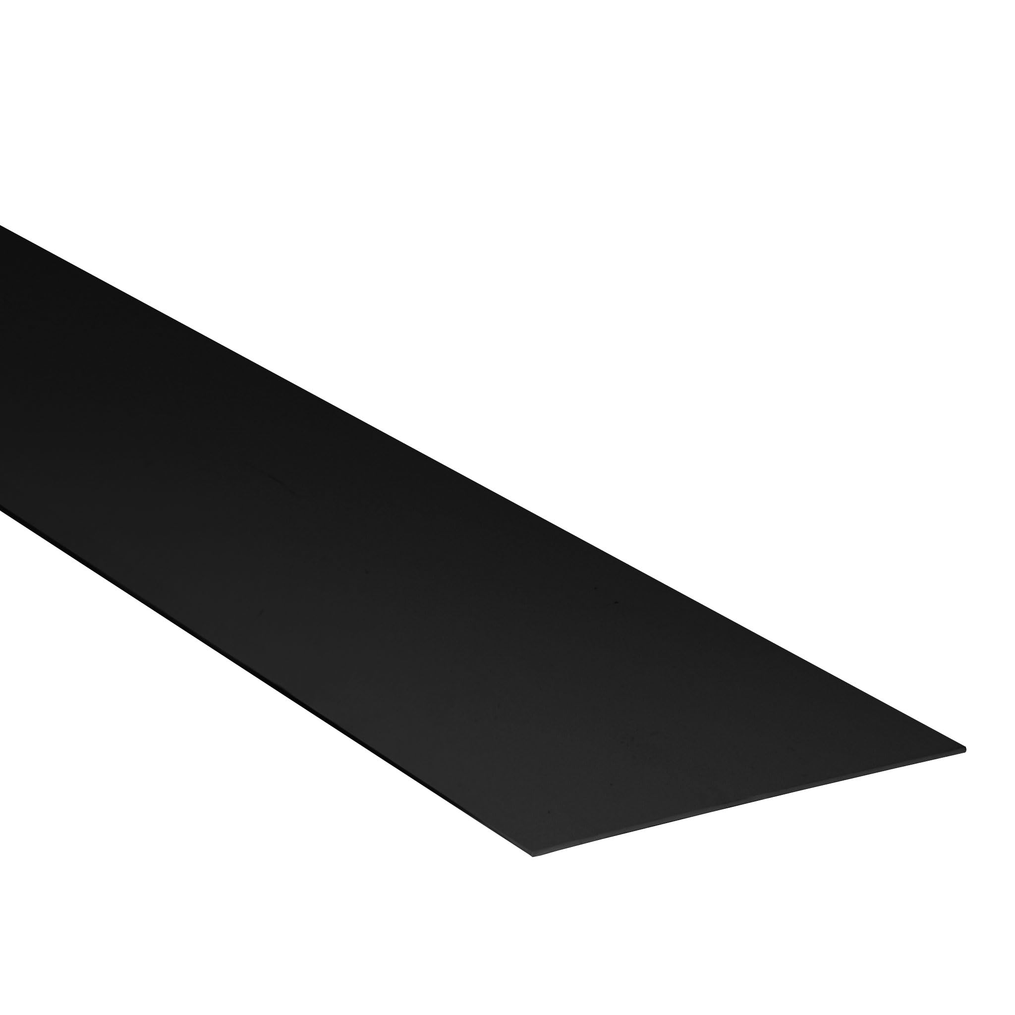 Black PVC Flat Strip Bar, 142mm x 1.5mm x 1 Metre, Solid Plastic Profile