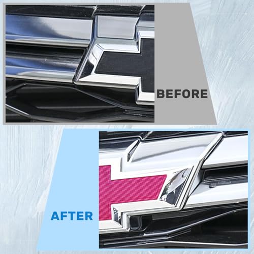 Image of Bilisin Compatible with Bowtie Emblem Logo Wrap Stickers Cut-Your-Own Vinyl Wrap Overlay DIY Decals for Chevy 11.8 inch x 4 inch,3PCS Pink