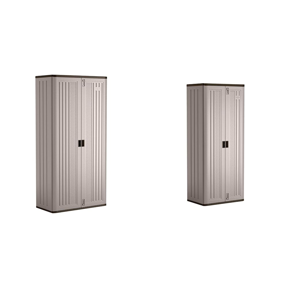 Suncast 40.00x20.25x80.25 Silver & 20.25x72x30 Platinum Storage Cabinets, 2-Piece Garage Storage Set